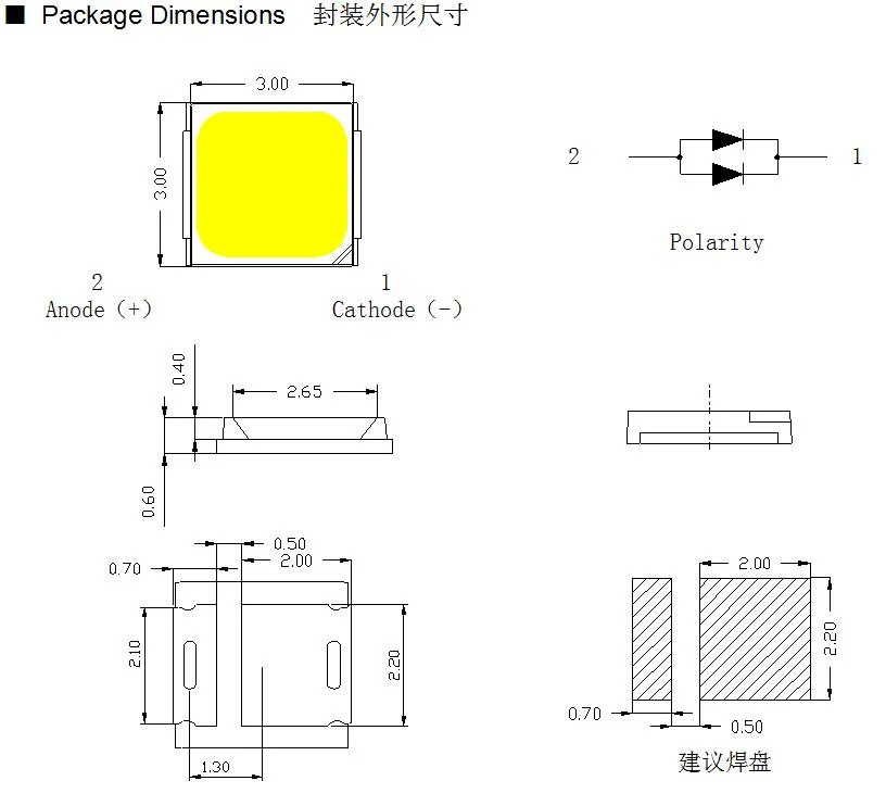 1W SMD LED UV UVA LED 365nm 370nm