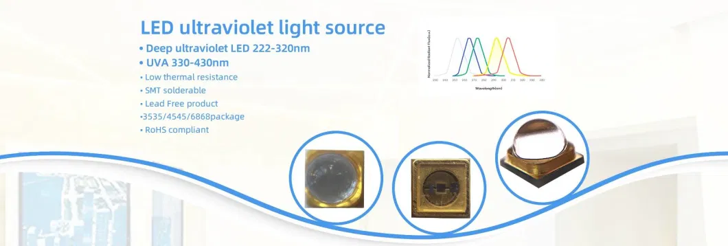 High Radiation Intensity 2W 12V 260nm 265nm 270nm LED Module for Vitamin UVB Vitiligo Phototherapy SMD LED Chip UV LED Chip