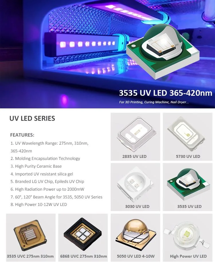 High Power SMD 3535 3W UV 340nm 360nm 365nm 375nm UVA LED Diode